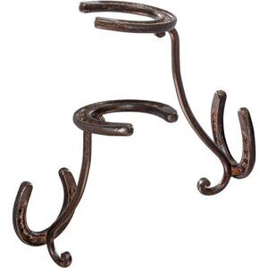 Cowboy Hat Rack - Set of 2 Decorative Wall-Mounted Holder - Heavy-Duty Iron